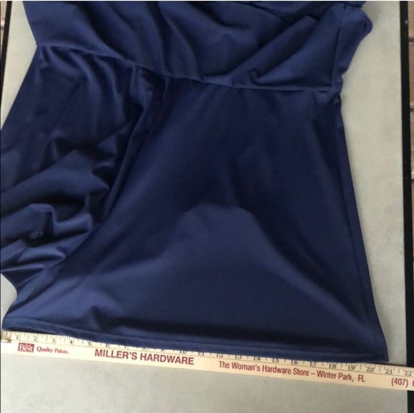 Fit for You Womens Plus Tiered Ruffle Modest Swimsuit Romper Coverup Cobalt Blue - Picture 7 of 12